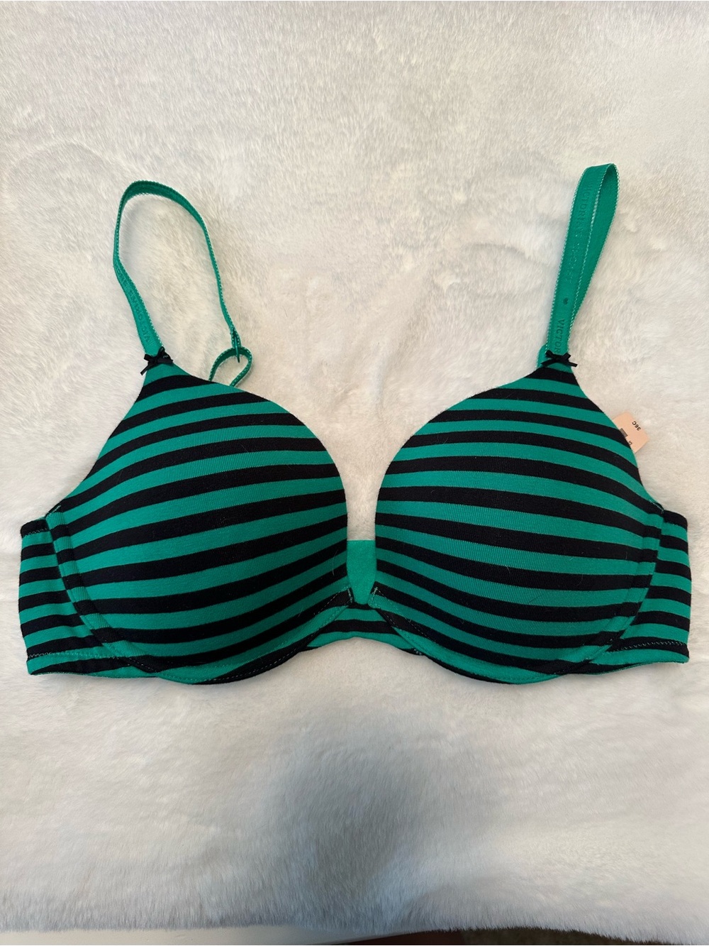 Victorias Secret Black and Green Push Up Bra